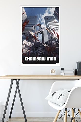 Miniatura 6 de Trends International Chainsaw Man - Póster de pared de arte clave, 34 pulgadas de largo x 22.4 pulgadas, versión enmarcada en blanco