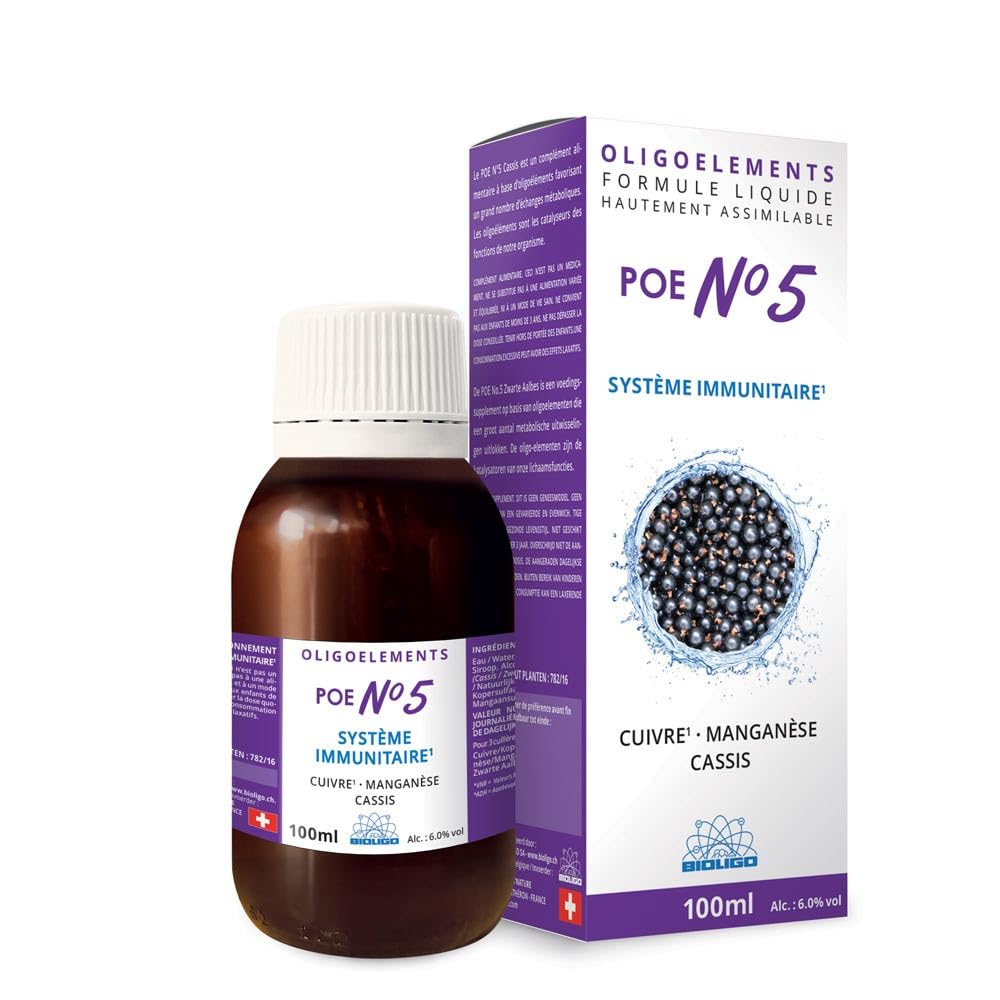 Préparation en oligoéléments - POE N°5 - Cassis - Manganèse, Cuivre - Allergies - Bioligo - 100 ml