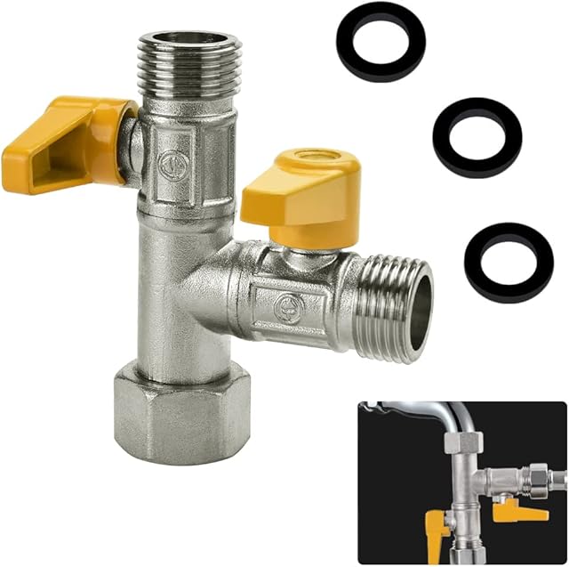 WENRERO 3 Way Shower Diverter Valve Switch Valve, G1/2" Solid Brass Shower Arm Diverter Valve T-Diverter Universal T-Adapter Valve Replacement T-Piece Water Distributor for Bathroom Toilet Kitchen