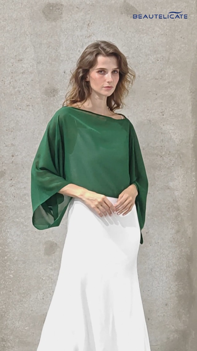 Damen Chiffon Stola Mit Ärmeln - Eleganter Bolero Für Abendkleider & Hochzeiten