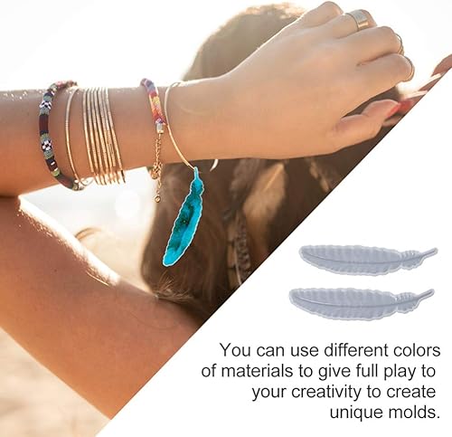 Miniatura 9 de EXCEART 4 moldes de silicona para plumas, moldes de fundición de resina, marcapáginas para manualidades, molde de cristal epoxi para manualidades,