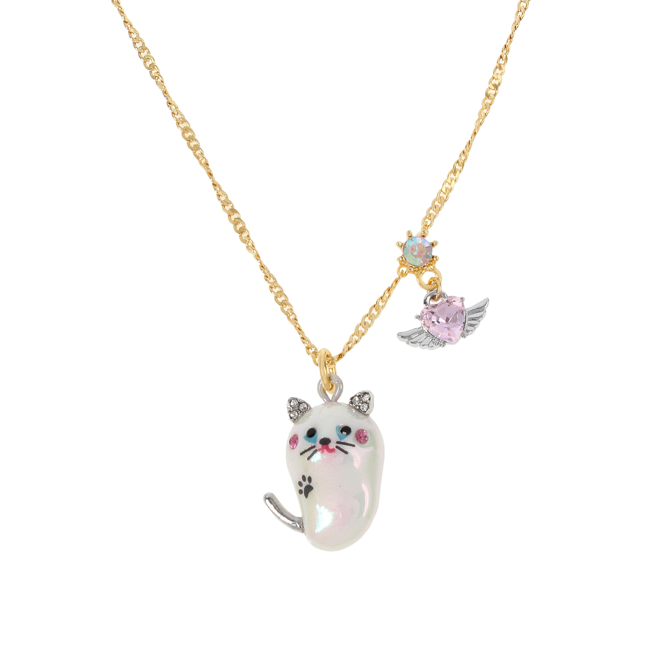 Betsey Johnson Women's Pearl Critters Cat Pendant Necklace