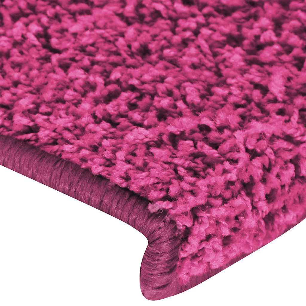 Lot de 15 tapis d'escalier rectangulaires roses 65 x 21 x 4 cm