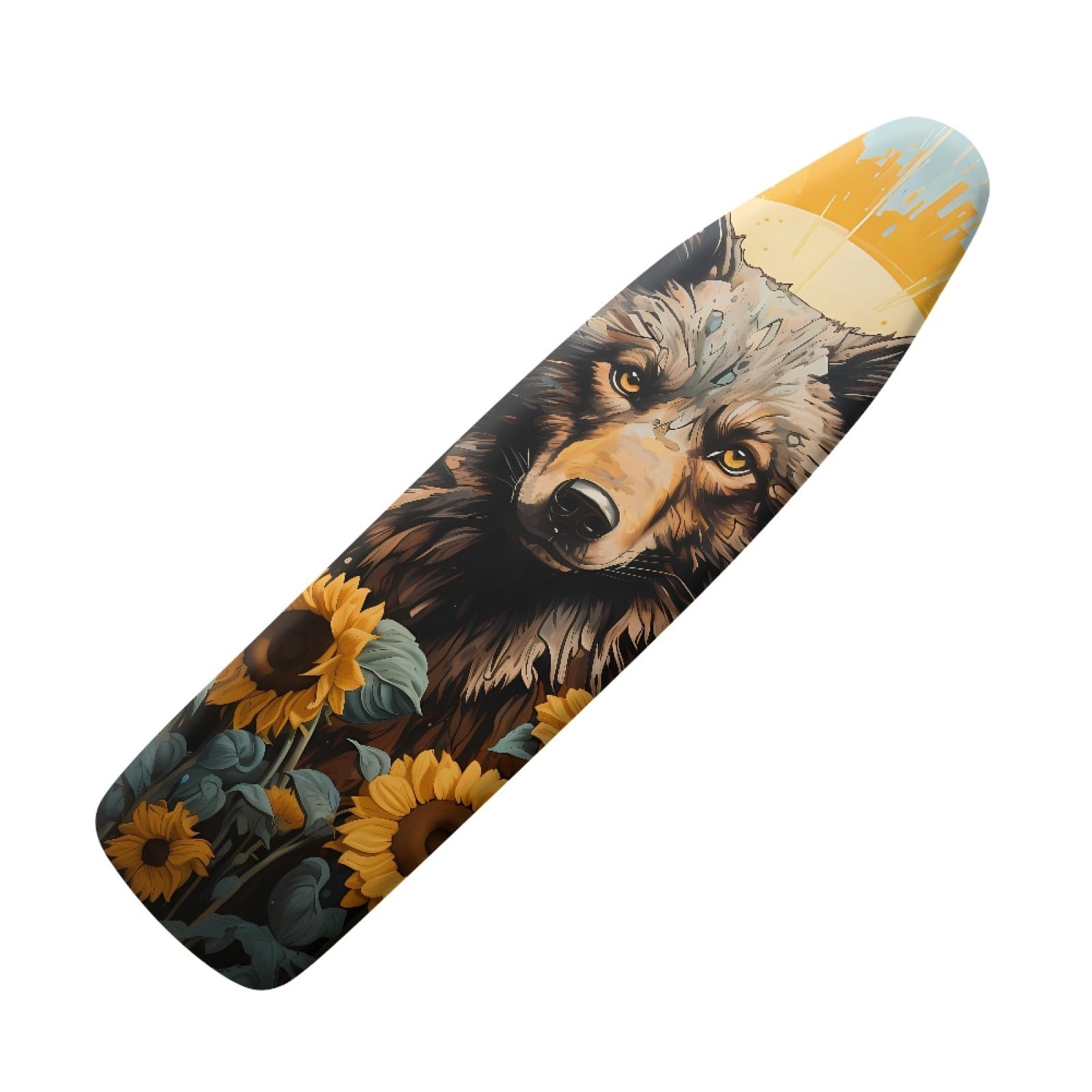 Wanyint Sunflower Wolf Print Ironing Board Cover with Silicone Coated Resists Scorching and Staining,Elastic Edge,Standard Size 55" x 16"