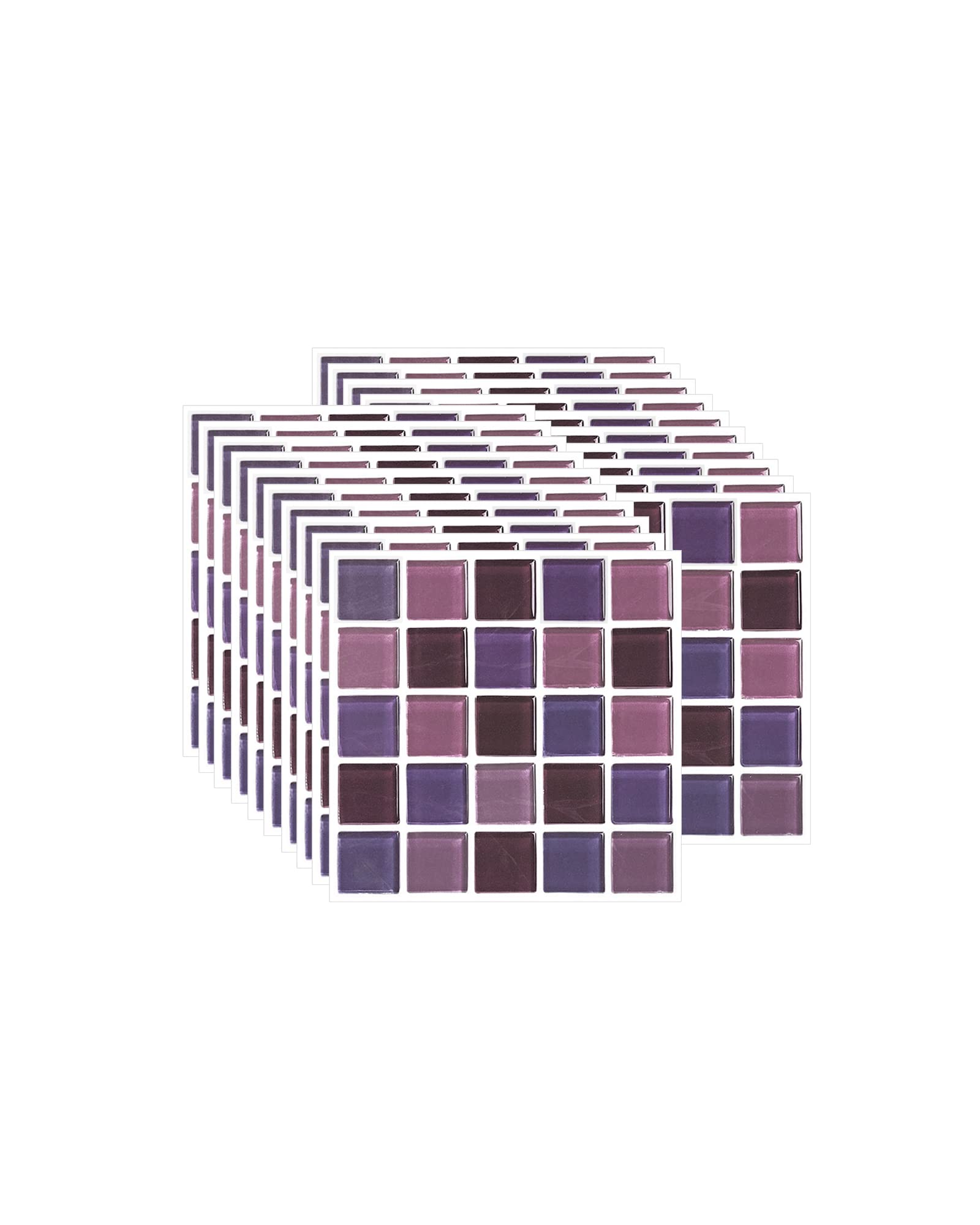 FBBULES 20 x self-adhesive self-adhesive self-adhesive wallpaper stickers heat-resistant backsplash for kitchen room stick mosaic purple (10 x 10 cm/4 x 4 inches)