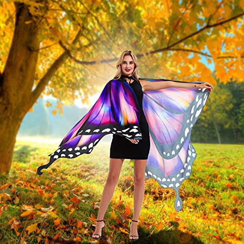 plainshe Butterfly Wings, Adult Butterfly Wings Costume, Butterfly Cape, Halloween Butterfly Wings for Women, 3PCS Fairy Shawl Set. - Image 2