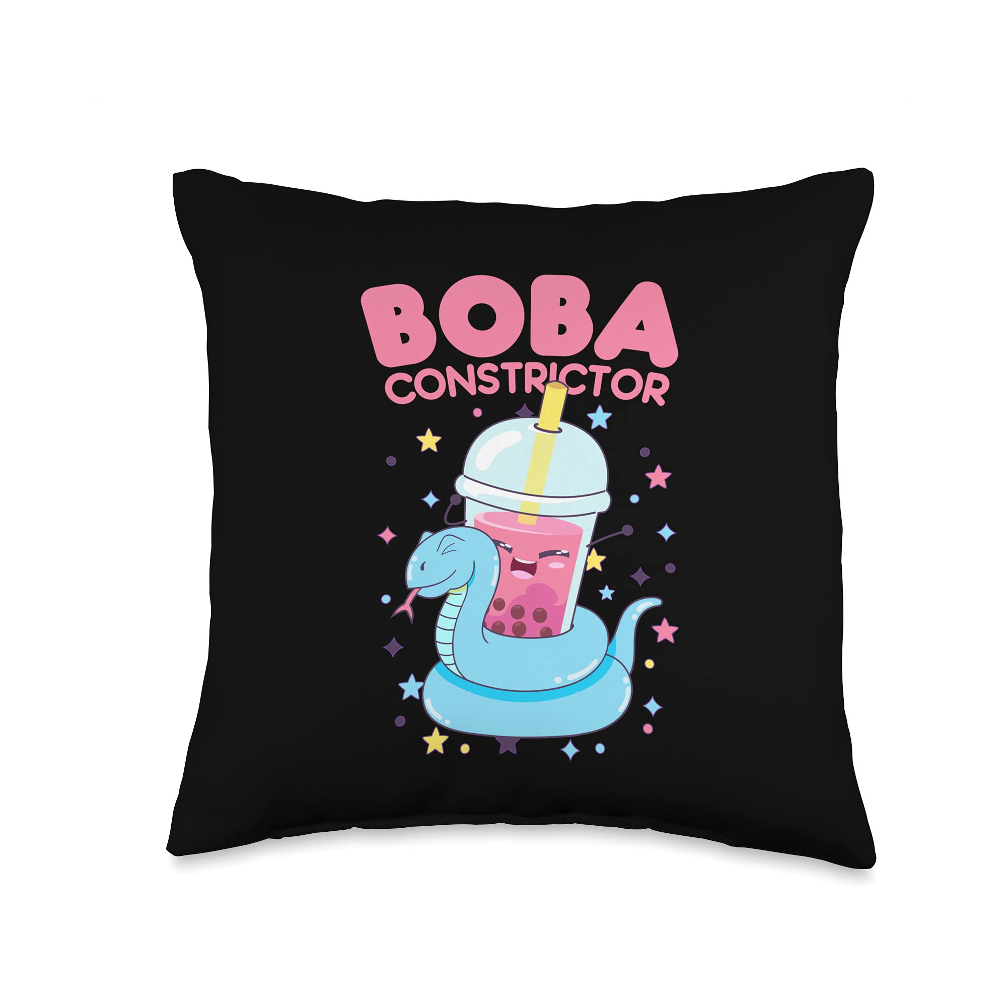Amazon Com Boba Constrictor Cutesy Kawaii Boa Snake Tea Boba Constrictor Funny Cute Kawaii Snake Boba Tea Throw Pillow 16x16 Multicolor Home Kitchen