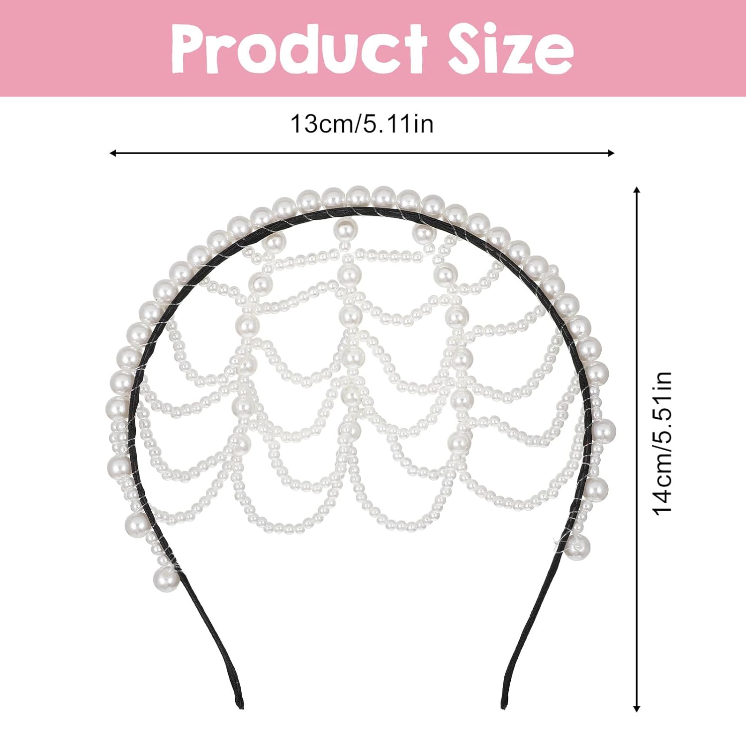 1920s Pearl Headpiece White Pearl Cap Headpiece Roaring 20s Headbands for Women Pearls Beaded Cap Head Piece Head Chain Hair Accessories, for Wedding Bridal Cosplay Halloween Art Decor Party - Image 2