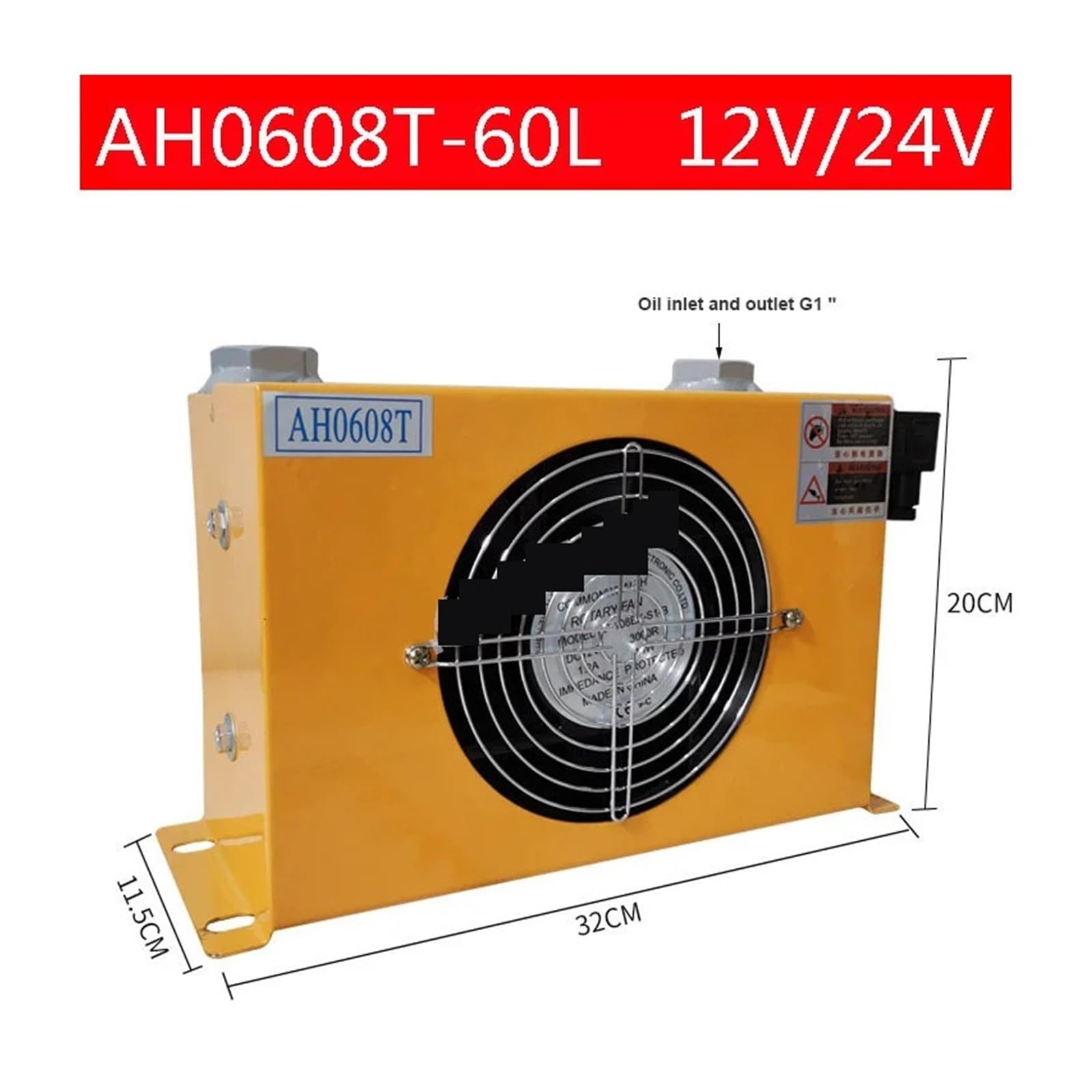 Refroidisseur d'air hydraulique AH1012T/AH0608T-60L, radiateur d'huile refroidi par air, refroidisseurs d'huile hydrauliques en aluminium à ailettes, 100 L/MIN 60 L/MIN Grande zone de dissipation ther