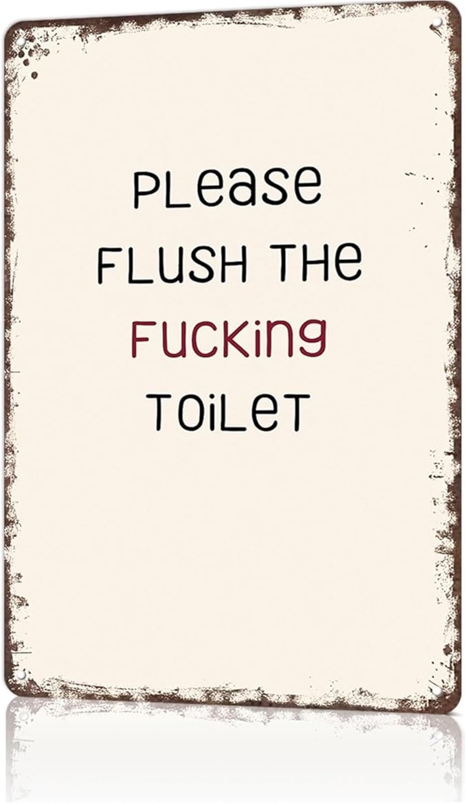 NWPNLXEA Funny Flush the Toilet Vintage Metal Tin Sign Humorous Bathroom Rule for Man Cave or Bar 8 X 12 in