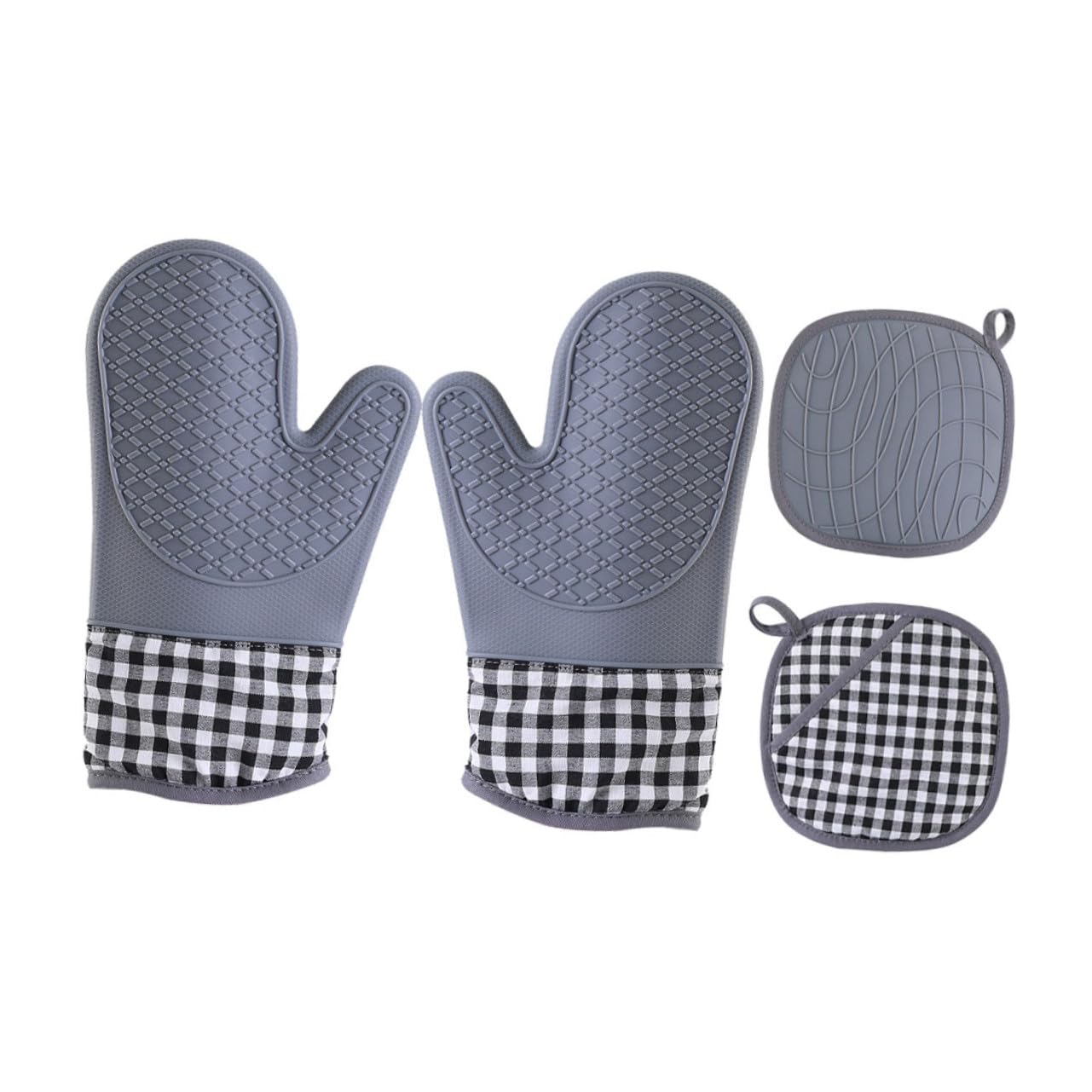 Guantes de Horno Resistentes al Calor Manoplas y Porta Ollas Antideslizantes para Cocina y Horneado Seguro con Diseño Acolchado y Colgador Fácil Almacenamiento