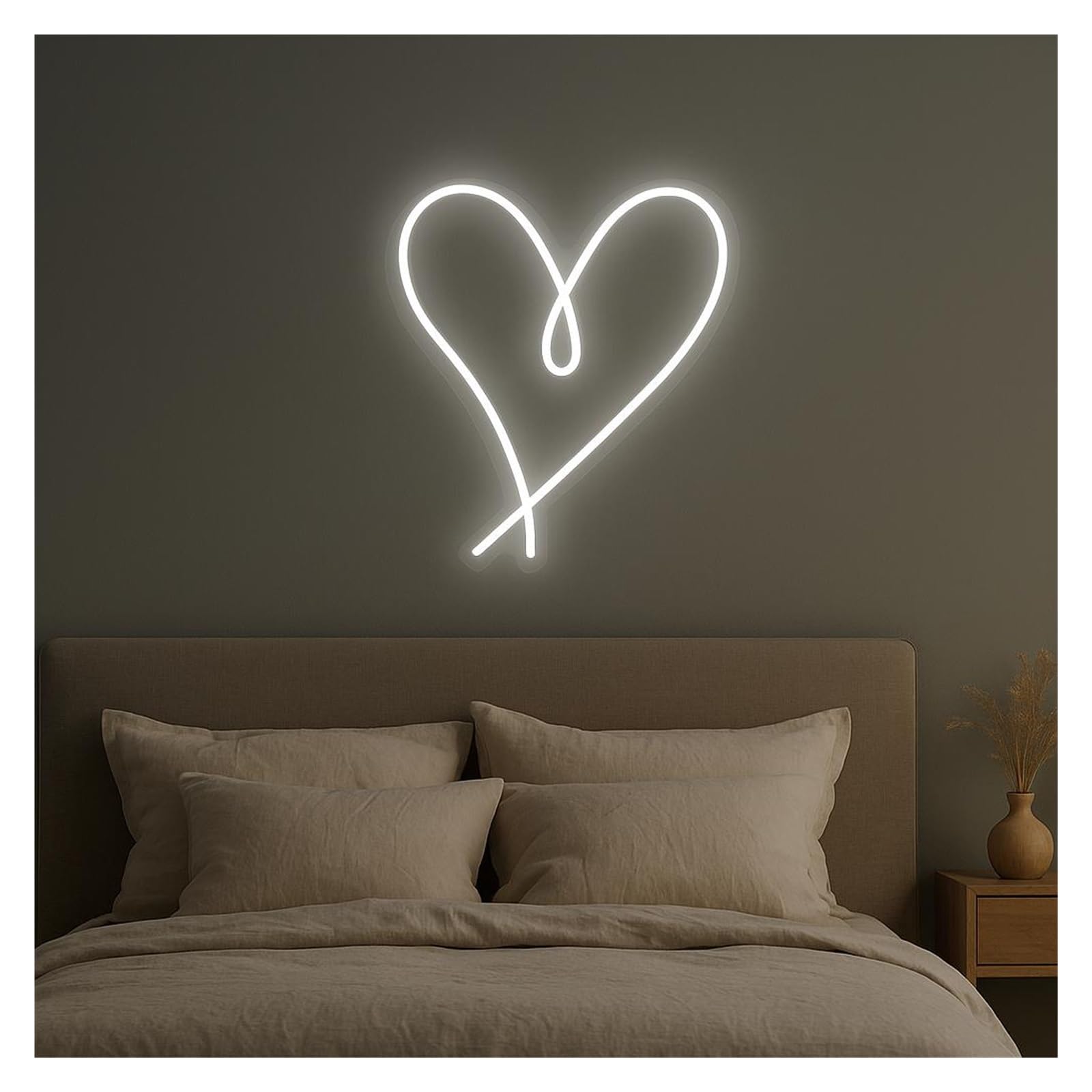Shouxi Girls E Sign Lamp Heart Neon Sign, Suitabl For Room Wall Decor With Dimmabl 38Cm