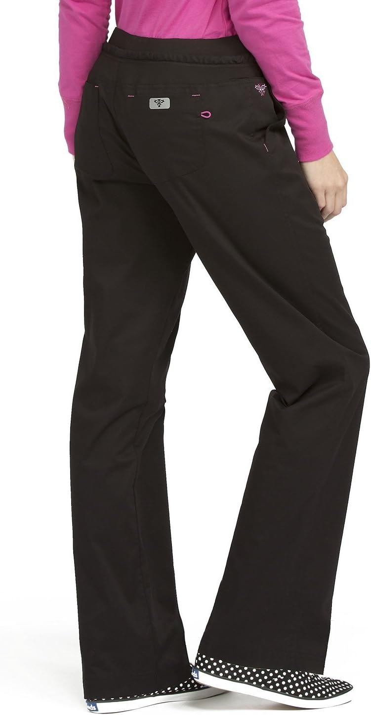 Med Couture Signature Yoga Drawstring Scrub for Women X-Small Tall Black/Raspberry