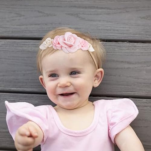 Miniatura 4 de mligril Juego de diademas para bebé, accesorios con lazos para el pelo de flores, banda elástica para el cabello, corona, regalos de cumpleaños para