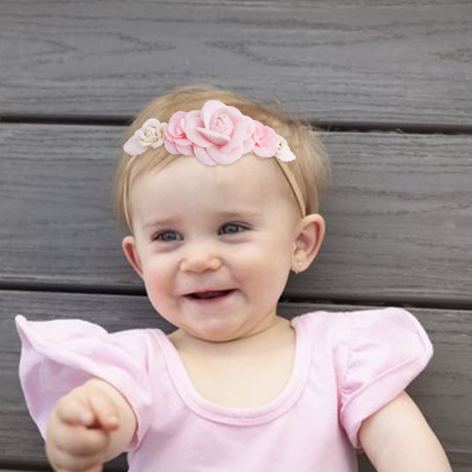 Diademas de flores para bebé niña, accesorios para el pelo, banda elástica para el pelo, corona hecha a mano, regalos de cumpleaños para niñas recién nacidas, bebés, 3 piezas