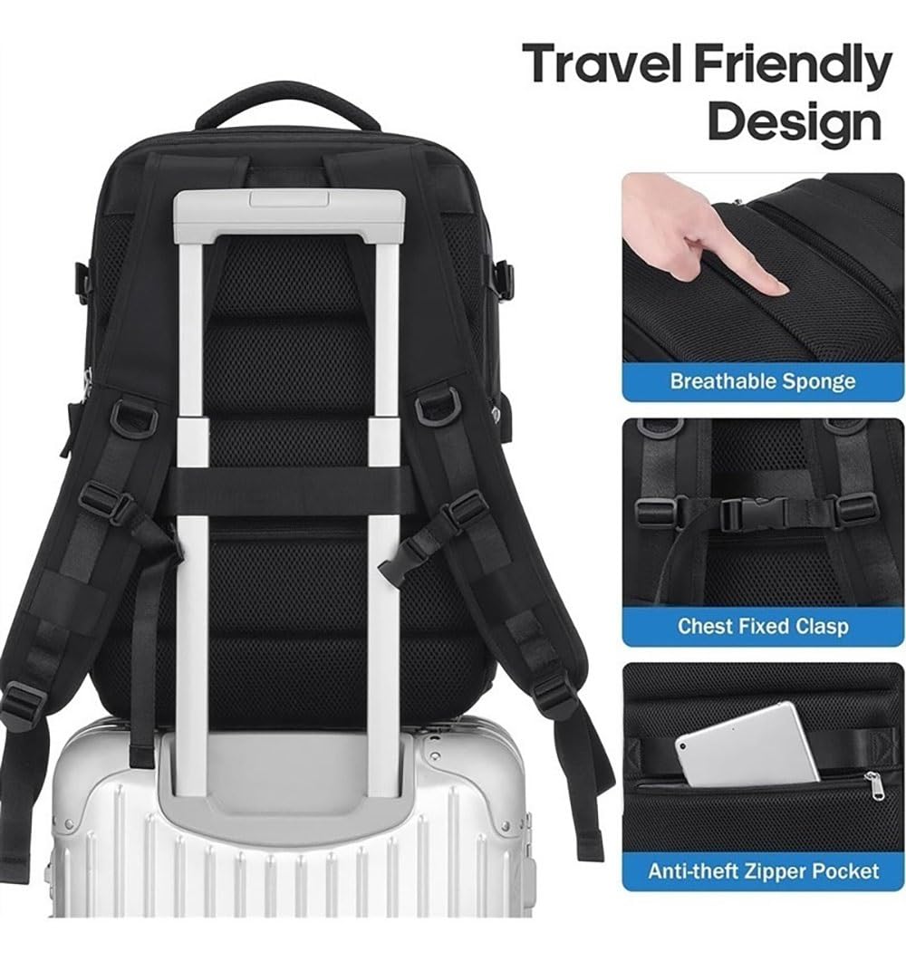 Mochila de viaje, mochila de viaje para portátil, 35 litros 14 litros expandible mochila de viaje de negocios, resistente al agua duradera de 14 pulgadas mochilas para portátiles, mochila grande de ne