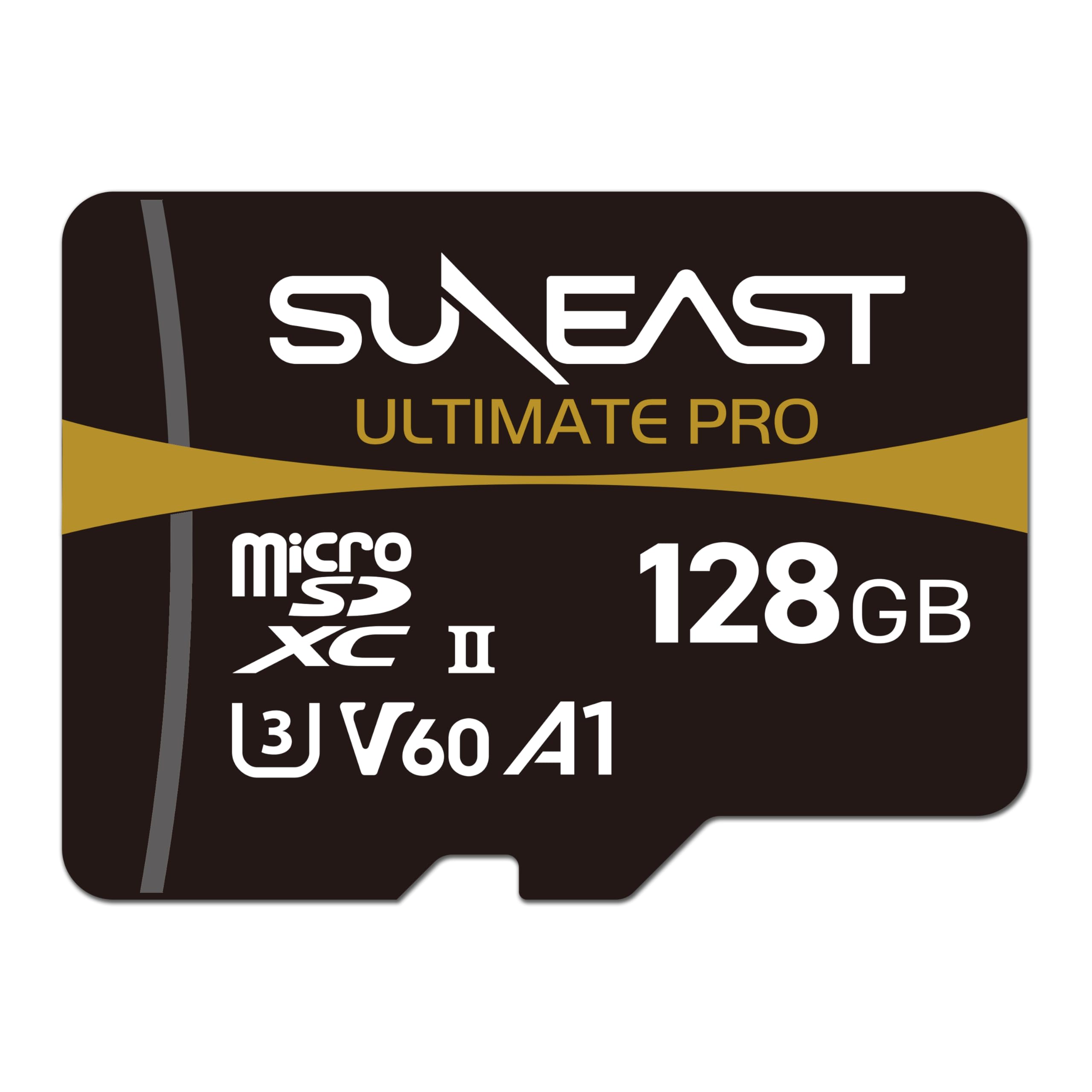 SUNEAST (Japonia) Karta pamięci 128 GB ULTIMATE PRO V60 A1 C10 UHS-II MicroSDXC Odczyt: 280 MB/s Zapis: 100 MB/s dla kamer wideo/akcji/dronów 4K