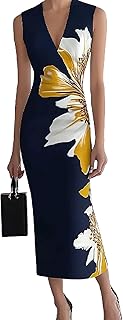 Women's Boho Floral Print Wrap Dress 2025 Summer Elegant V Neck A-Line S...