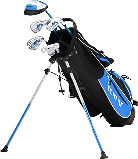 KVV Junior Golf Clubs Set for Kids 11-13 Years Right Handed - 7-Piece Complete Set with Oversized Driver, Forgiving Irons, Putter & Stand Bag