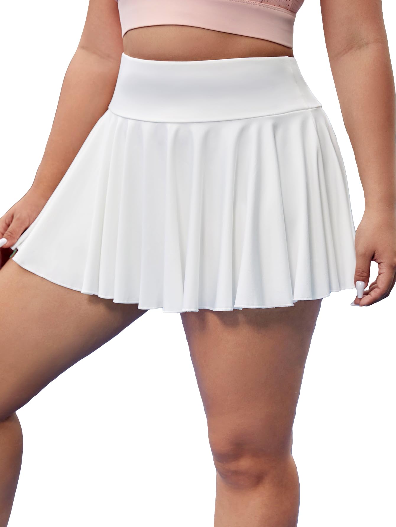 Floerns Gonna da allenamento da tennis a pieghe a vita alta da donna Plus Size