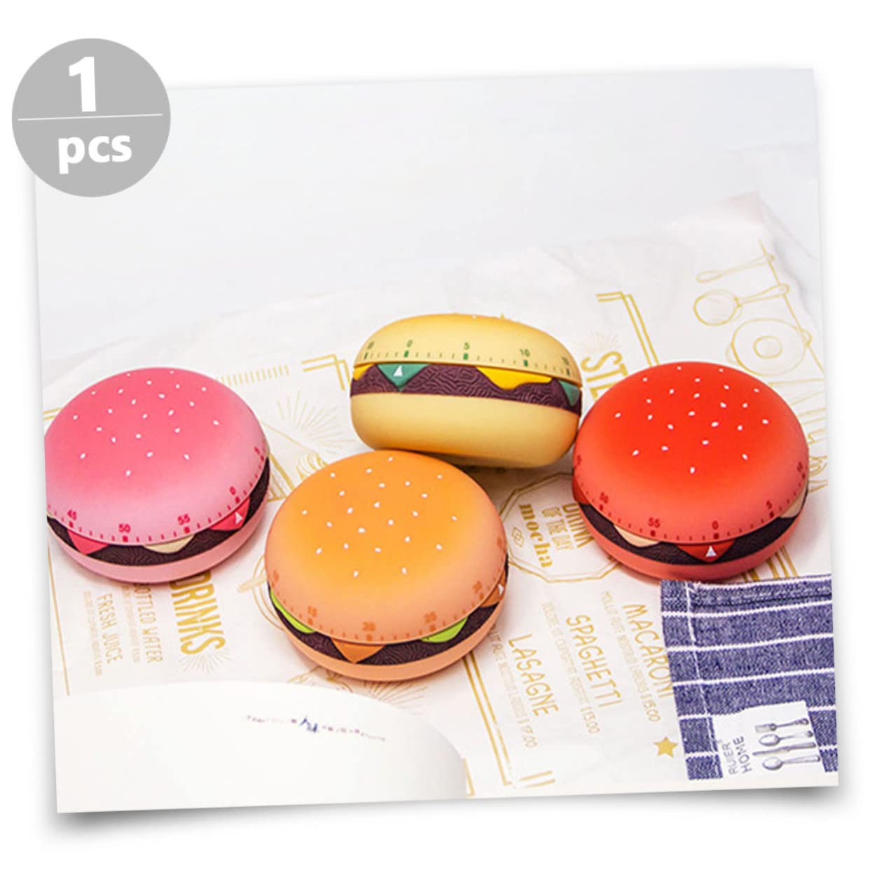 Alipis 3piezas Temporizador Mecánico De Cocina Forma De Hamburguesa Cronómetro De Plástico para Hornear y Cocinar Herramienta De para Restaurantes y