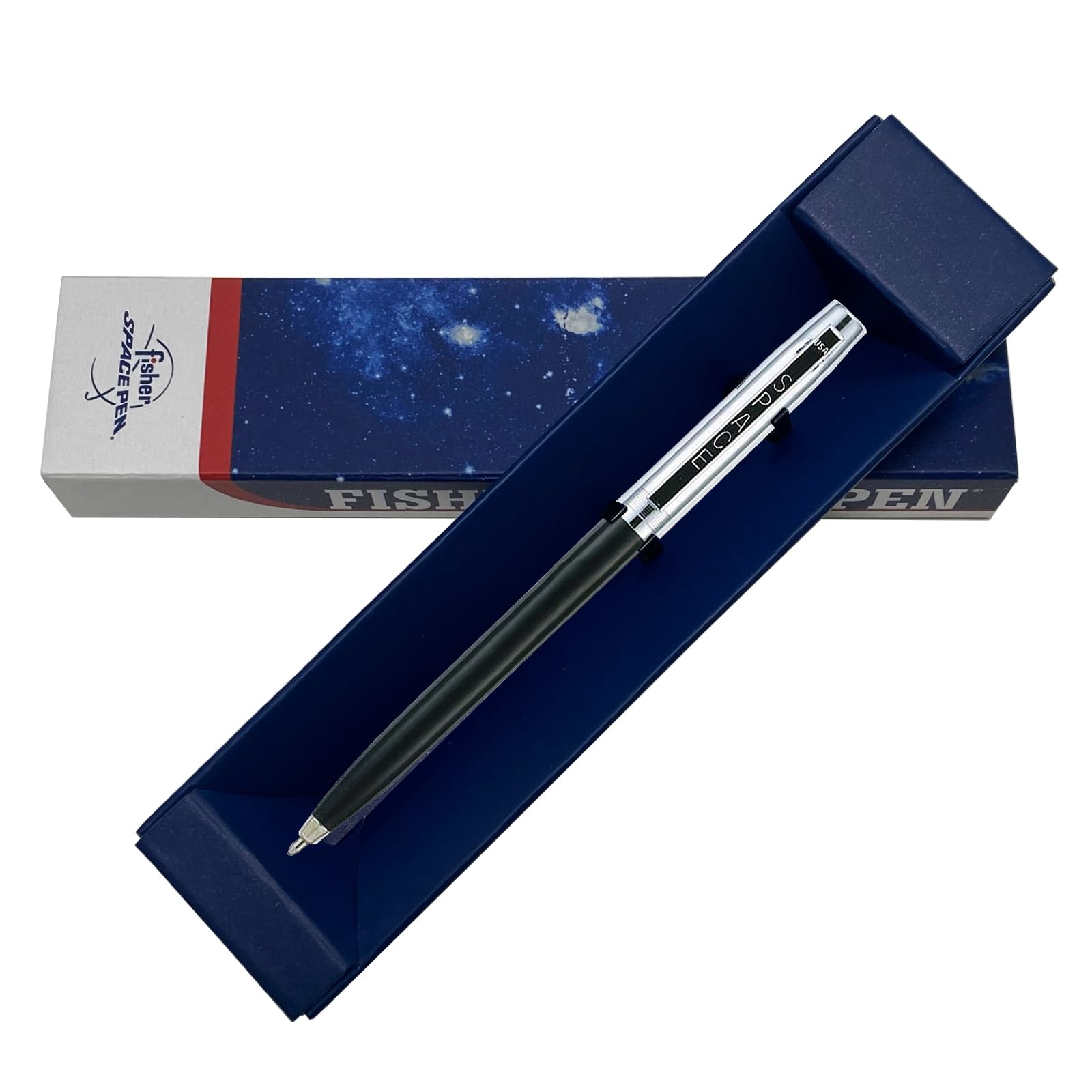 Fisher Space Pen APOLLO Cap-o-matic Black-CHROME CAP Ballpoint Pen -Gift Box FS251