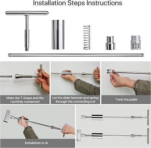 Miniatura 5 de ZEUSFIRE 97PCS Dent Puller Kit, Paintless Dent Repair Kit with Golden Lifter, Slide Hammer T-bar Dent Puller, Bridge Puller, Suction Cup and Glue