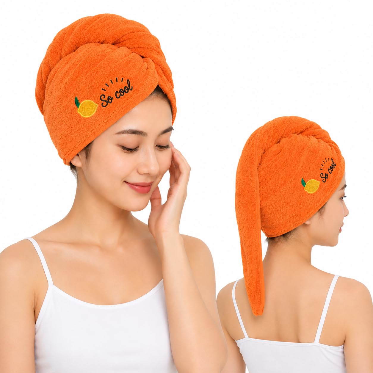 Microfiber Hair Towel Wrap for Women & Girls – Ultra Soft Quick Dry Hair Turban with Button Closure, Lightweight Super Absorbent Hair Drying Cap for Wet Hair, Multi Color Cute Cartoon Design-image-35