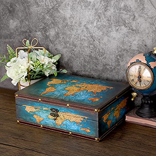 Elldoo LONI6C-US783 Decorative Treasure Chest Box, Wooden + Pu Leather Storage Box thumb #3
