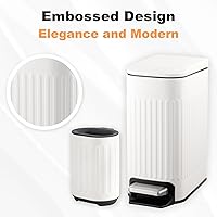 Vista 3 de Basurero de baño con escobilla de inodoro, cubo de basura delgado de acero inoxidable de 1.6 galones, papelera pequeña para baño, oficina