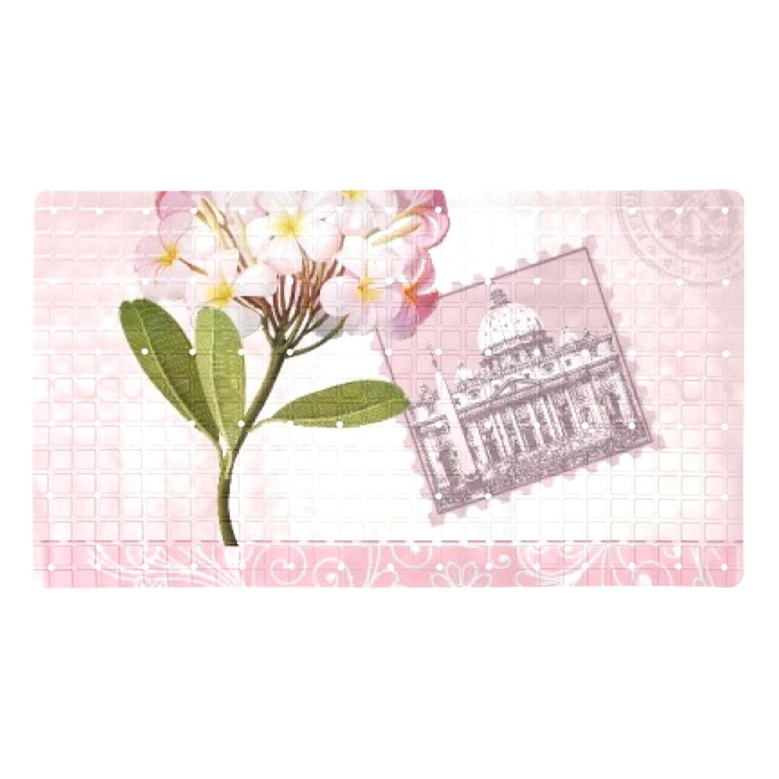 Tapis de bain antidérapant pour baignoire bébé et senior au motif fleurs roses