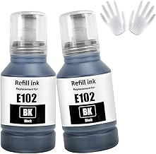 ASEKER 102 Ink 2 Black Compatible with Epson EcoTank ET-2750 ET-2756 ET-2850 ET-2851 ET-2856 ET-3700 ET-3750 ET-3850 ET-4500 ET-4700 ET-4750 ET-4850 ET-4850 50 ET-504856 ET-1500 Printer (BK*2)