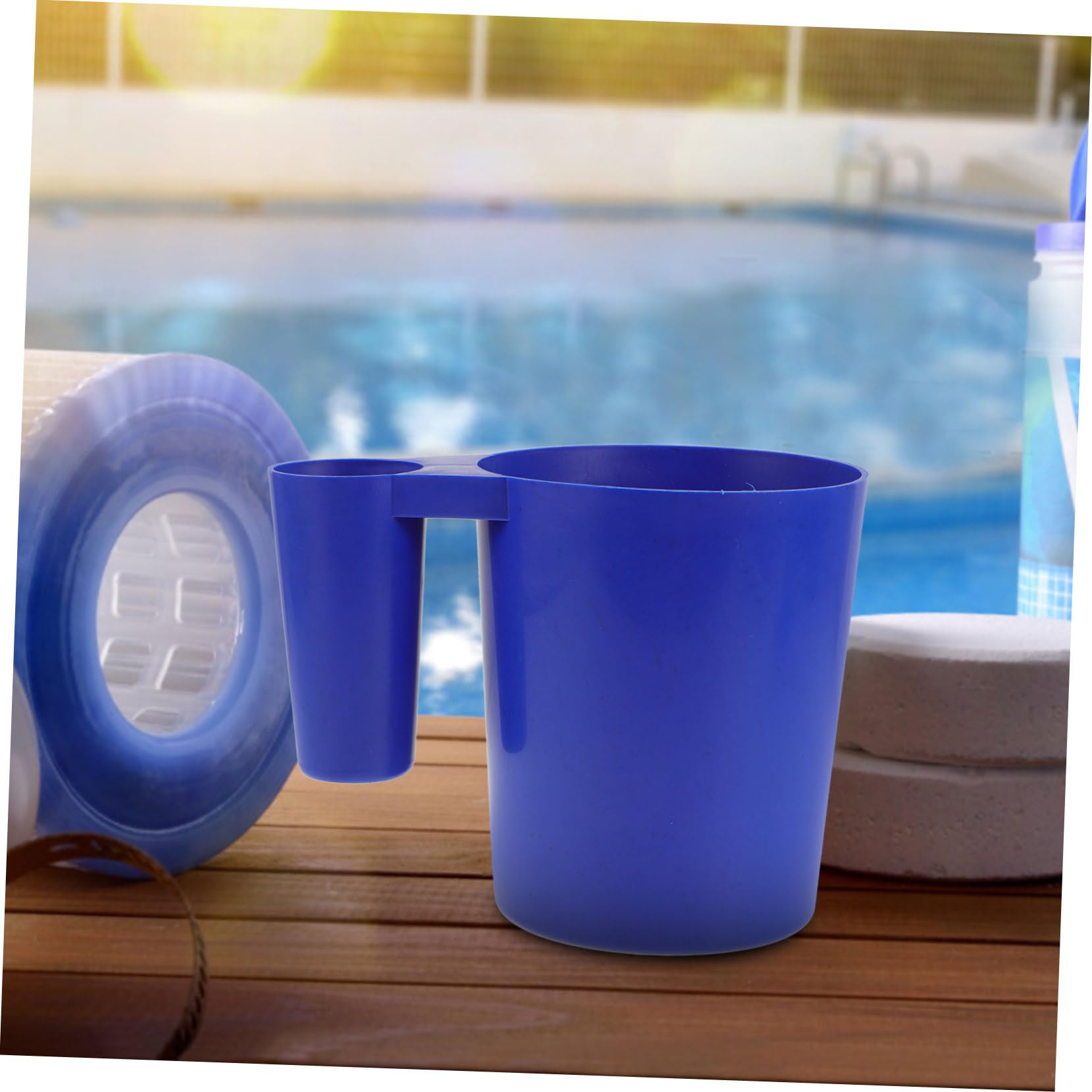 Sosoport 4 Piezas Herramienta de Limpieza de Piscinas Limpiador Cosa Redes de alberca para Limpieza de Limpieza inflables Bol Pala de Piscina Cuchara de plástico el plastico Blue