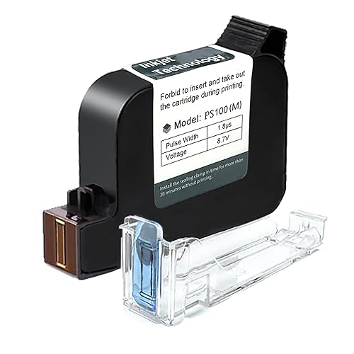 Phezer Original 42ml Black Quick Dry Solvent Ink Cartridge Replacement PS100 for 0.5inch/12.7mm Handheld Inkjet Printers P15 / P16 / P18 (Black)