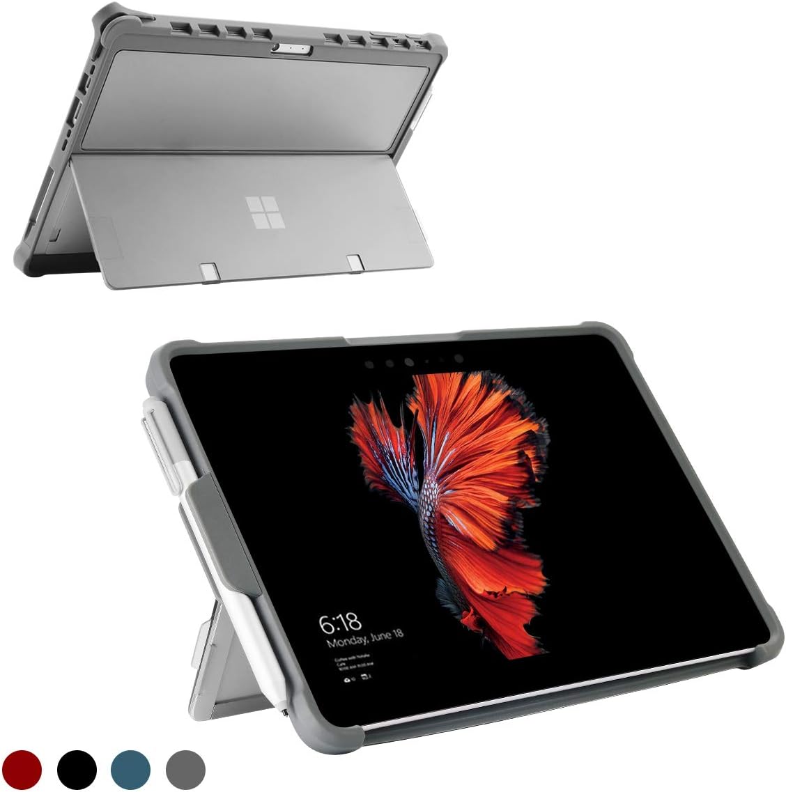 Vanctec for Microsoft Surface Pro 7/ Pro 6/ Pro 5/ Pro 4 Case, Shockproof Rugged Folio Protective Hard Cover with Pen Holder Compatible with Type Cover Keyboard + Original Kickstand