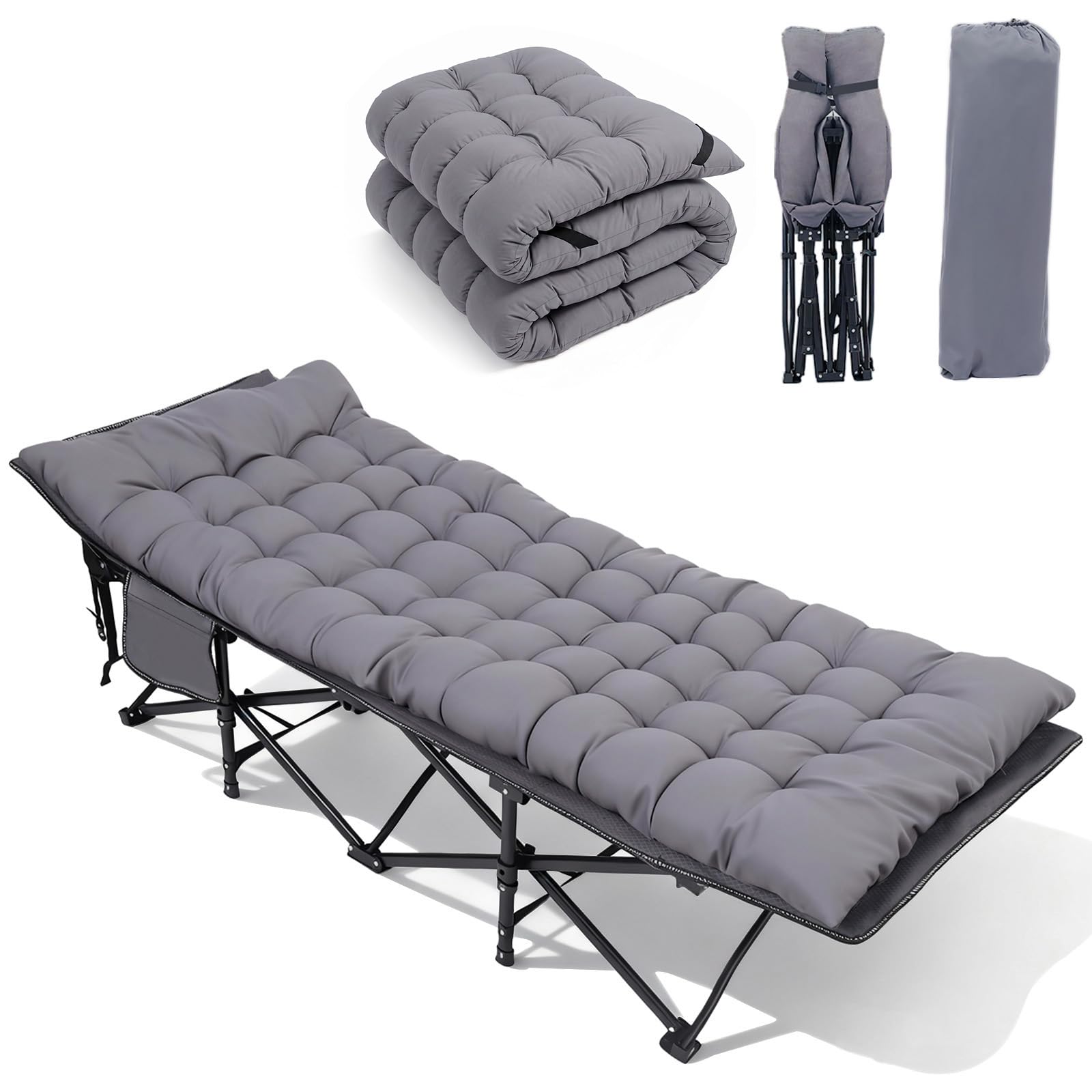 Sekey Feldbett Klappbar XXL, 190 x 71 x 35 cm überbreit, Campingbett inkl. Matratze, verstärkte Stahlrohre und hochwertiges Oxford-Gewebe – ideal als Gästebett für Garten und Camping