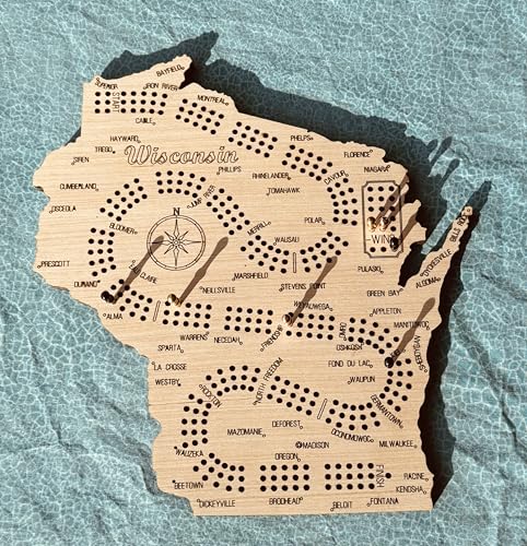 Wisconsin Cribbage Board Set, tablero de madera 3 pistas miniatura 2
