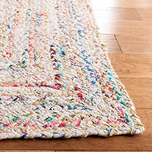 Safavieh Braided Collection 2'3" X 12' Ivory/Multi Brd210B Handmade Boho Reversible Cotton Runner Rug #TOP2