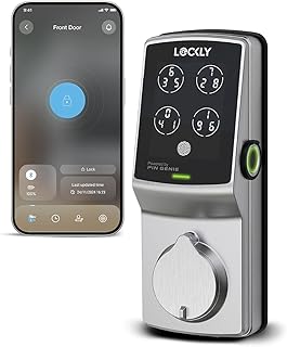 Lockly Secure Plus, cerradura de puerta de entrada sin llave, cerraduras inteligentes para puerta delantera, cerrojo de bloqueo inteligente, teclado PIN Genie®, sensor de huellas dactilares biométrico