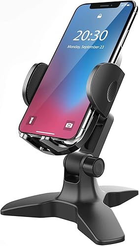 APPS2Car Soporte de teléfono celular para escritorio, soporte de teléfono de escritorio ajustable, compatible con funda gruesa, soporte para