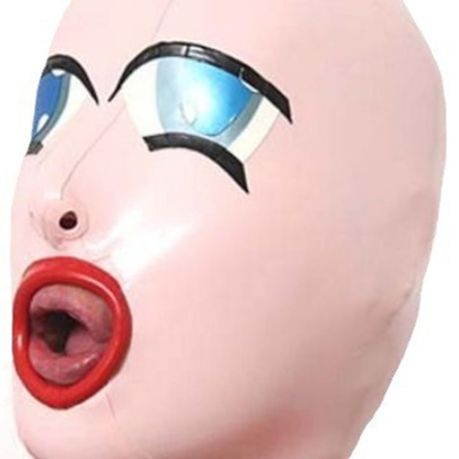 DSPENGS Latex Hood Party Latex Full Head Mask Soft and Breathable Exposed Mouth Back Zipper for BDSM Halloween(Size:XS-60CM)