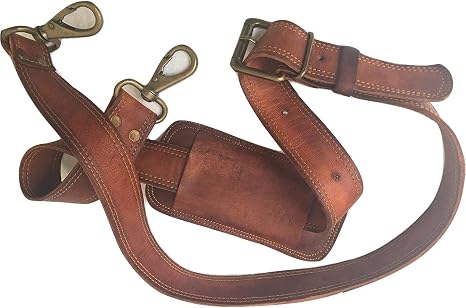 vintage crafts Leather Adjustable Padded Replacement Shoulder Strap with Metal Swivel Hooks for Messenger, Laptop, Camera, Duffle Bags & More : Amazon.ae: Fashion