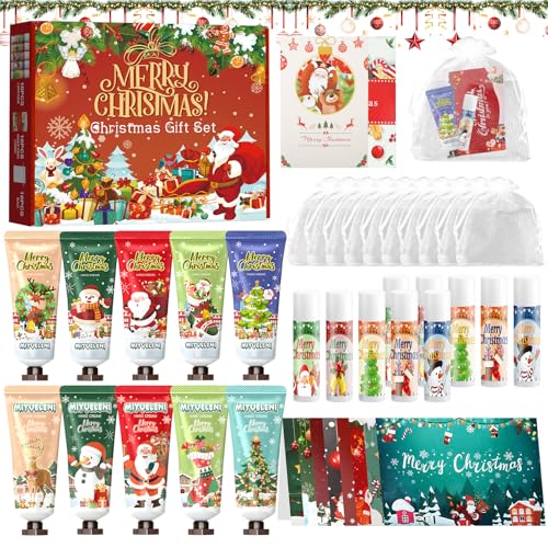 Conjunto de cremes para mulher presente, mini presentes de Natal com creme de mãos Natal, Bfinocam Labial, cartão natalício, saco de guardar, todos os tipos de pele, um presente de Natal familiares