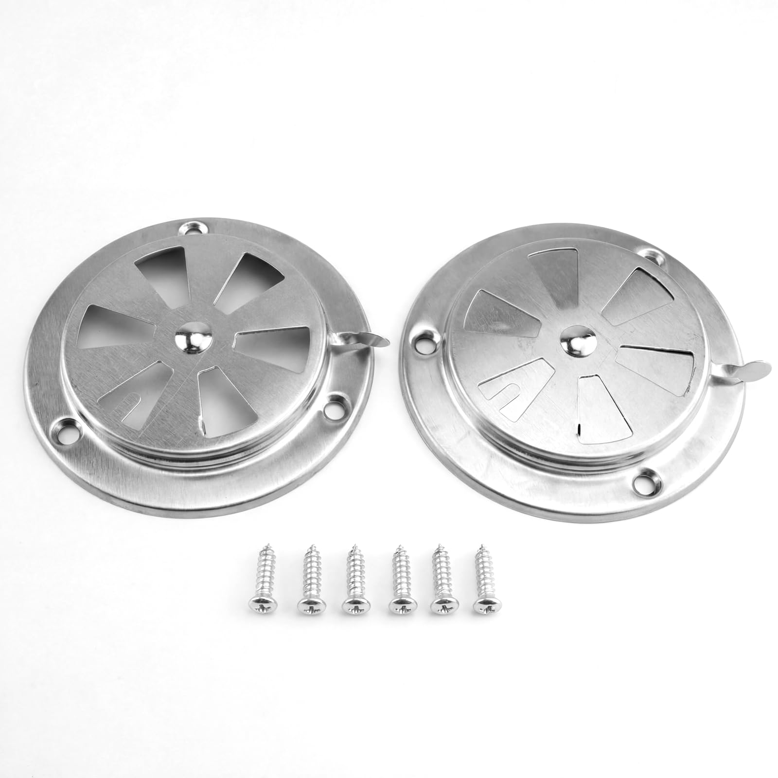 2 Pcs Round Air Vent Grille Covers, Circular Vent Cover 95mm/3.7 In Round Stainless Steel Ventilation Rosette, Stainless Steel Ventilation Covers for Bathroom Home Window Soffit Vents, with Screws