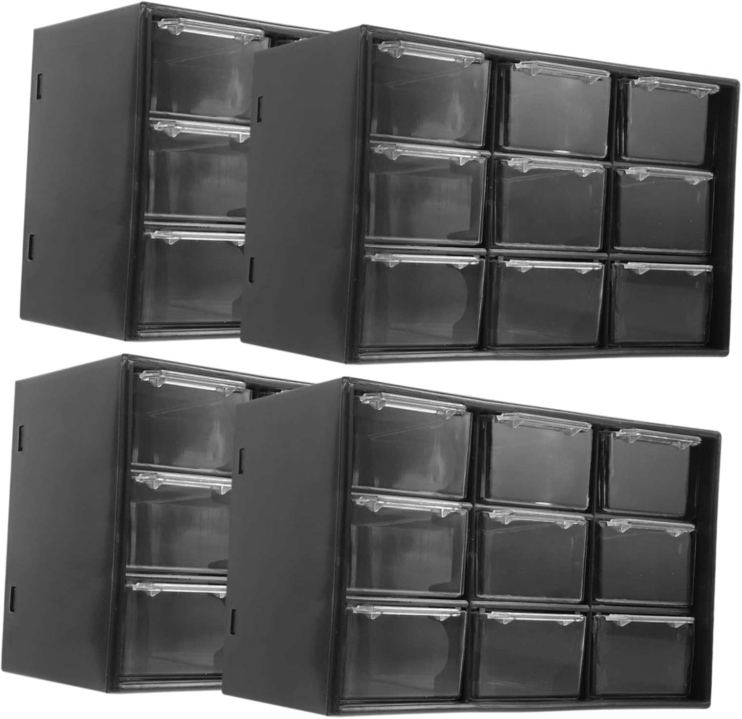 4pcs Organizer Boxes for Jewelry Beads and Components Compact Dustproof Storage for Earrings Necklaces and Craft Supplies Black