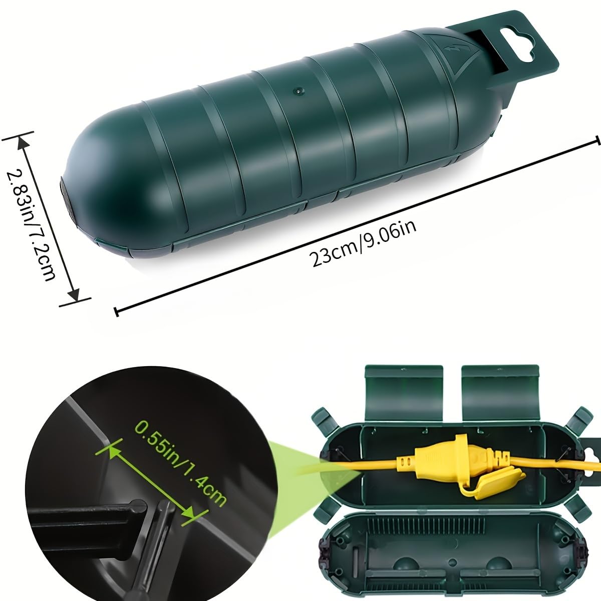Outdoor Extension Cord Safety Cover, Heavy Duty PVC Waterproof Seal, Protect Outlets Plugs Sockets for Garden Patio Yard, Black — view 5