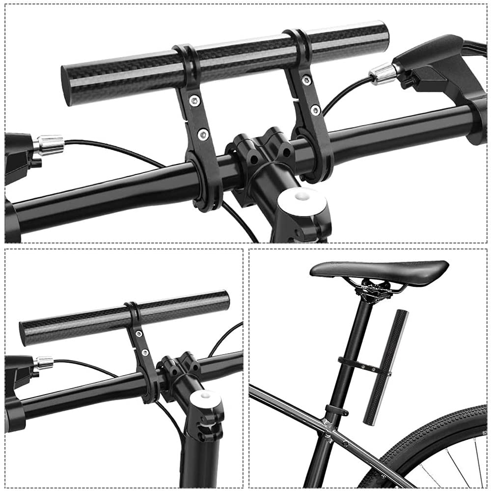 Prolunga Manubrio Bicicletta 20 Cm In Fibra Di Carbonio – Supporto Estensore Regolabile Da 25,4 A 31,8 Mm – Per Luce, Computer E Telefono – Nero - 2