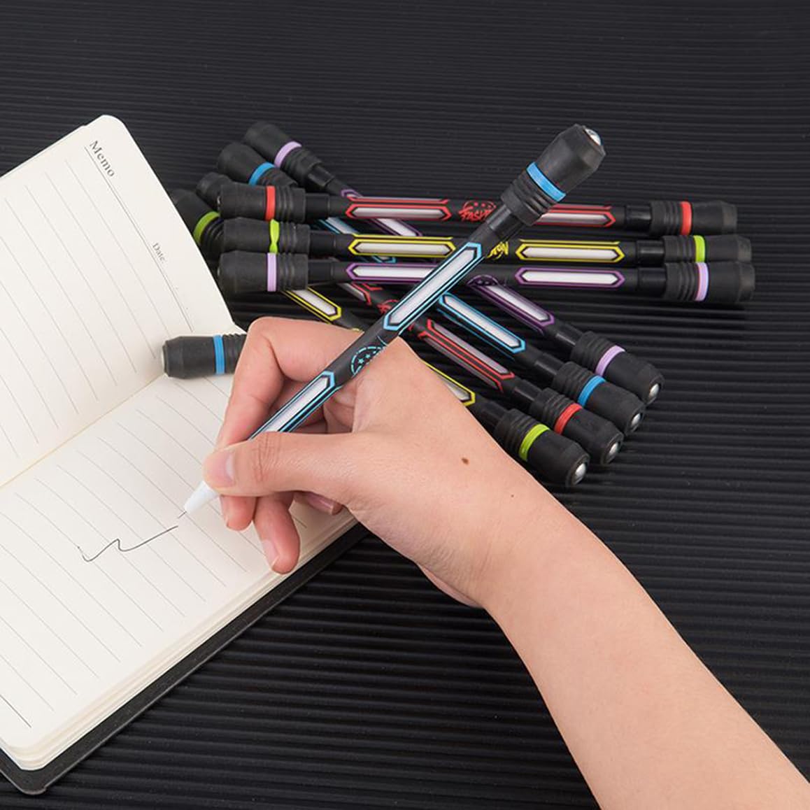 Set 8 Penne Rotanti Antiscivolo Con Punta 0.5mm - Per Fidget E Scrittura, Colori Assortiti - 4