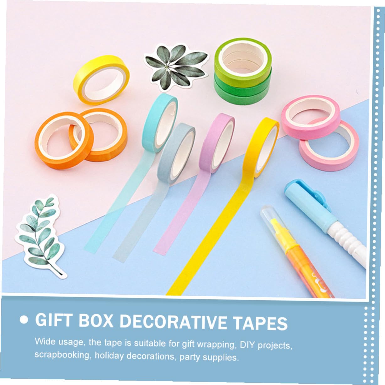 60rollos Cinta de Color Sólido para Scrapbooking Cuadernos y Decoración Material de Papel para Manualidades y Regalos