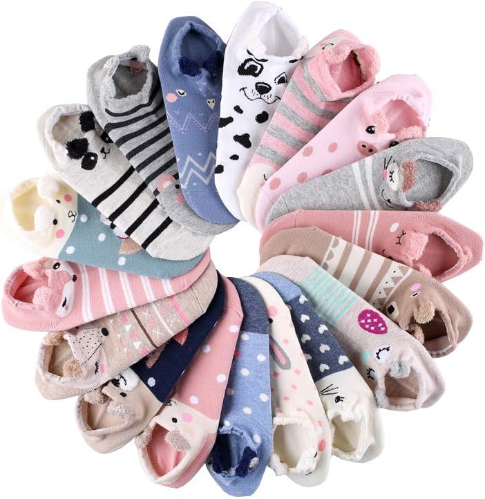 18 Pairs Novelty Animal Cotton Low Cut No Show Ankle Socks for Girls Women Boat Socks